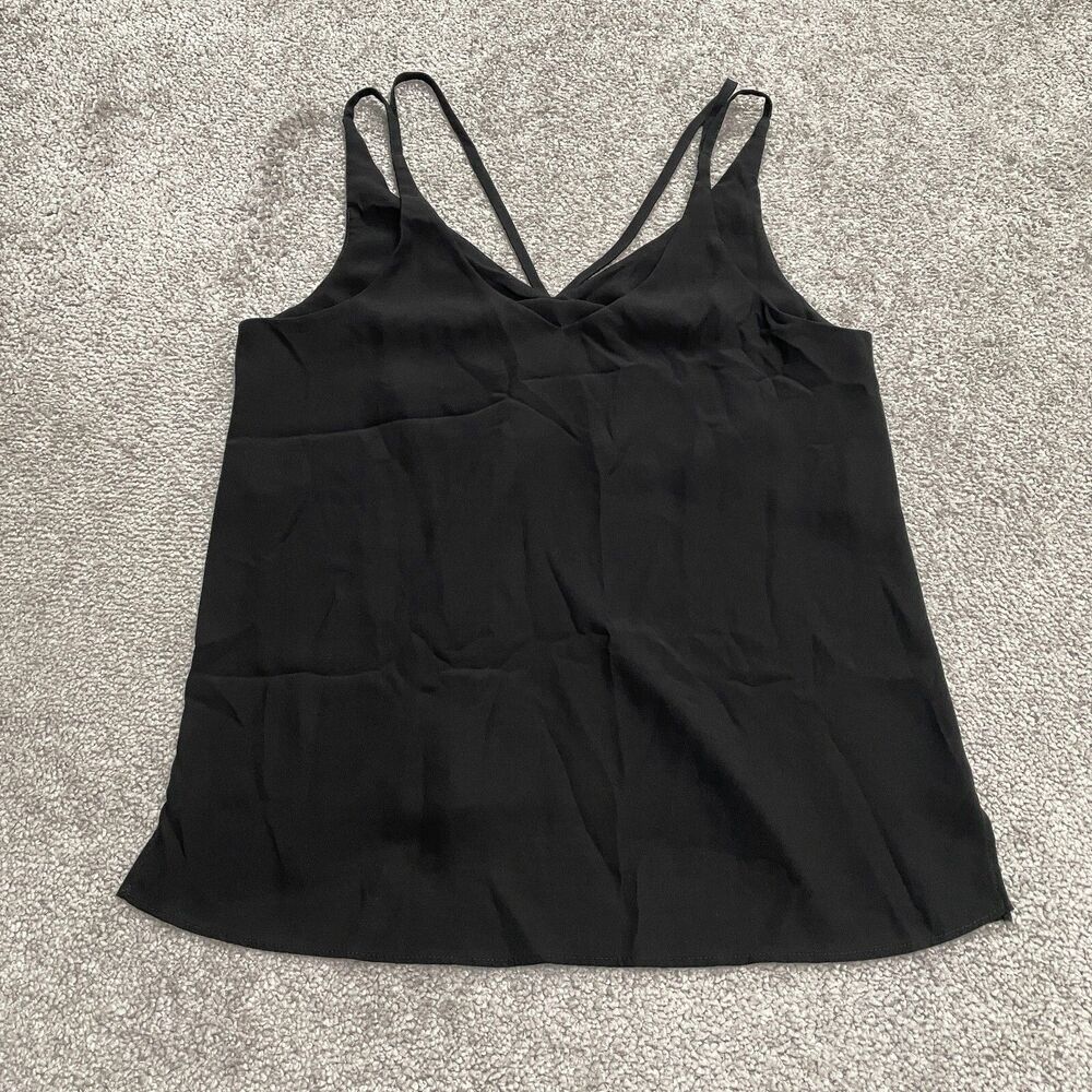 Topshop Camisole Tank Top Womens 4 Solid Black Sleeveless V-Neck Chiffon Casual